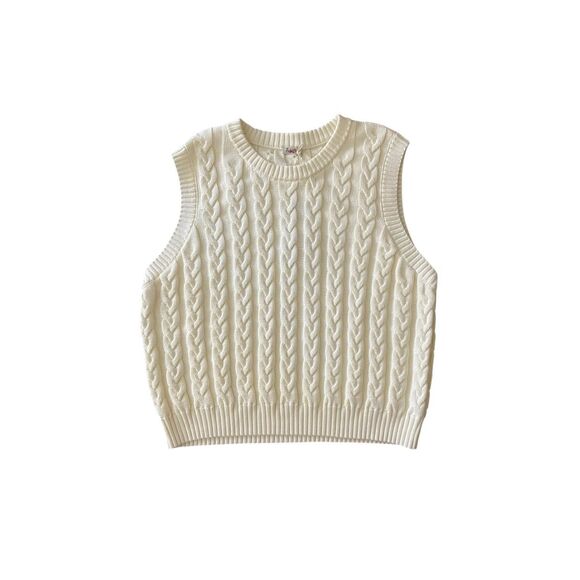 Faherty Chunky Cream 100% Organic Cotton Cable Knit Sweater Vest NWT Size XXL - Picture 1 of 5